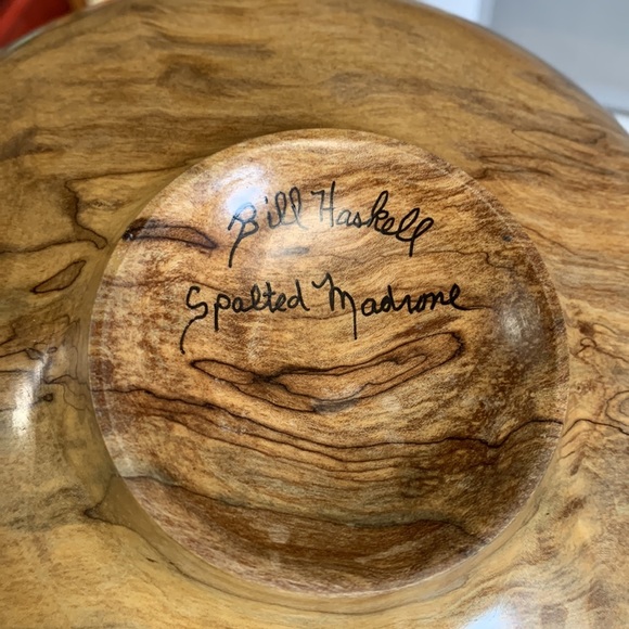 Wood Bowl Bill Haskell Spalted Madrone Wood Artisan Crafted Bowl Unique Gift - Picture 4 of 4